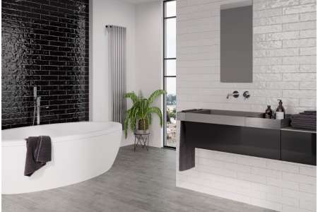 Moderní koupelna s obklady El Barco Sirocco Black , White 7,5x30 Glossy