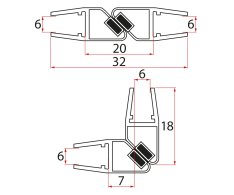 Aqualine Set Magnetických Těsnění 45°pro Sklo 6/6mm, 2000mm (2ks)