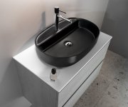 Isvea Infinity Oval Keramické Umyvadlo Na Desku, 60x40cm, černá Mat
