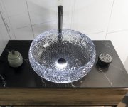 Sapho Gaviota Skleněné Gravírované Umyvadlo Na Desku ø 42cm, černá
