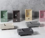 Sapho Piccolino Betonové Umývátko 30,8x17cm, Baterie Vlevo, Písková Mat
